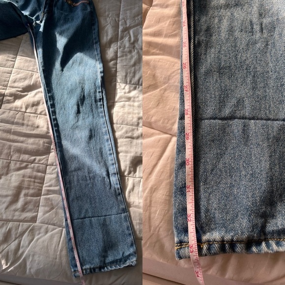 Vintage Cache High Waisted Blue Jeans with Pink Leather Accents 6 - Picture 15 of 16